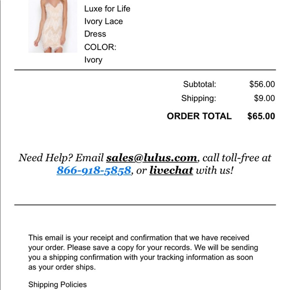 lulus package tracking
